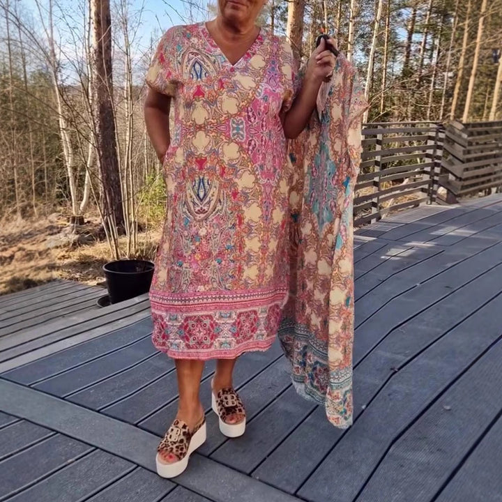 Dame luftig Maxikjole med legende tryk Stilla