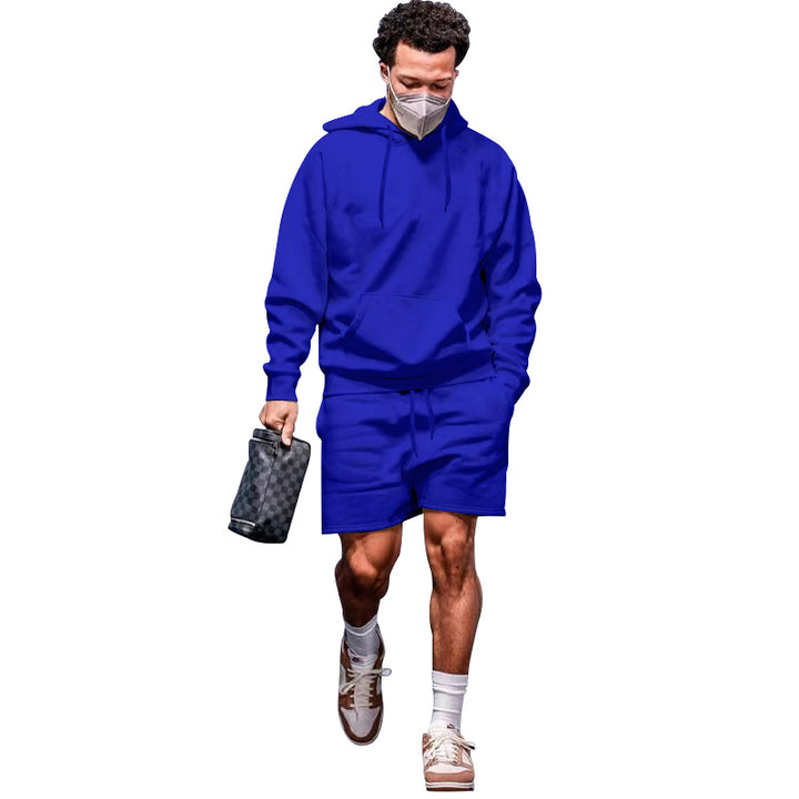 Herre afslappet hoodie- og shorts-sæt i åndbart materiale med praktiske lommer Stilla