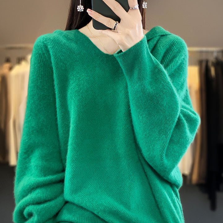 Kvinders afslappede sweater med voluminøse ærmer og V-hals Stilla
