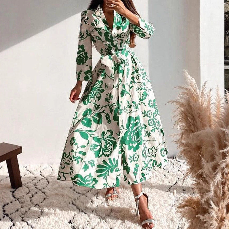 Dame skjortekjole med blomsterprint Stilla