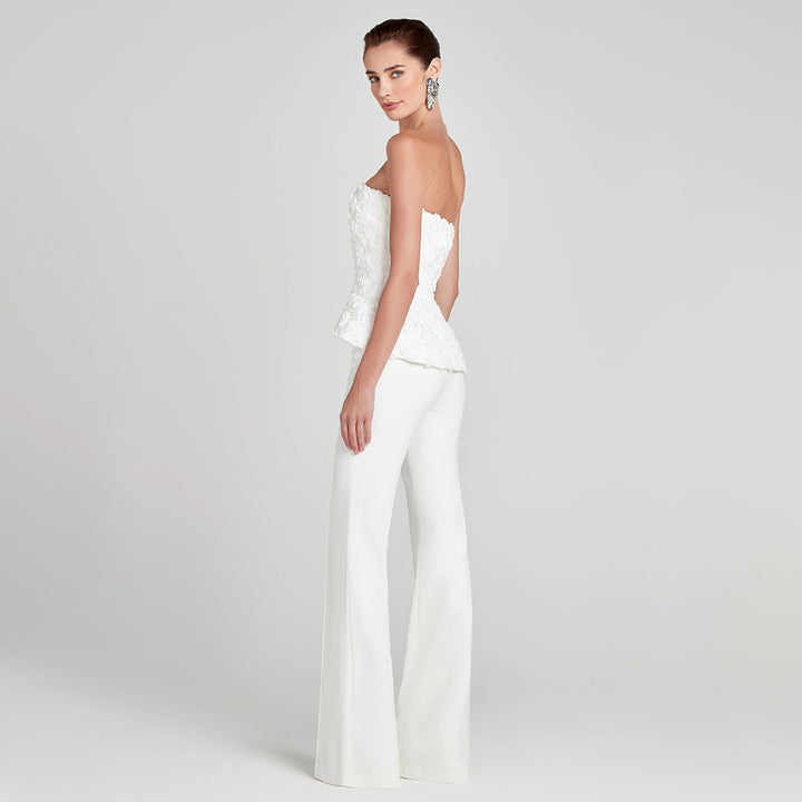 Dame Elegant Peplum-Top med udvidede bukser Skovae