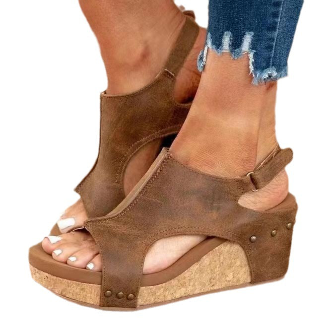 Dame Glitrende Wedge-sandaletter med korksål og moderne metalaccents Stilla