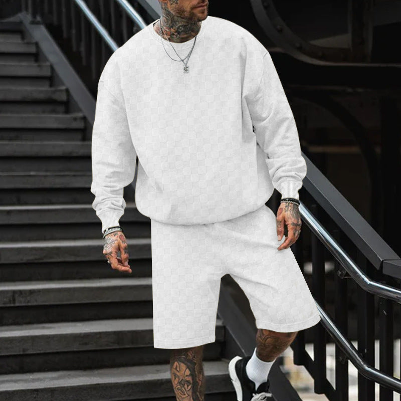 Herre afslappet sweatshirt- og shorts-sæt lavet af åndbart materiale med elastisk linning Stilla