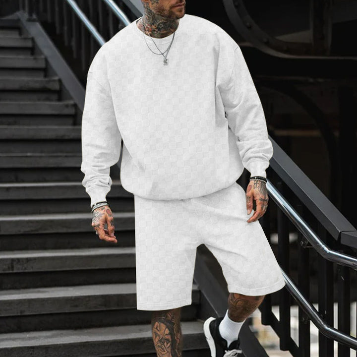 Herre afslappet sweatshirt- og shorts-sæt lavet af åndbart materiale med elastisk linning Stilla