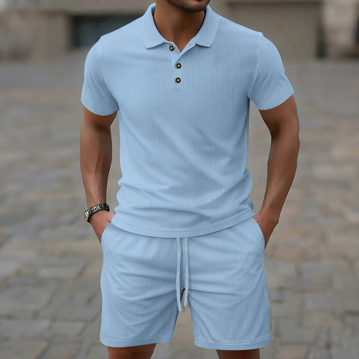 Herrer Sporty kortærmet T-shirt med struktureret design og elastiske fritidsbukser Stilla