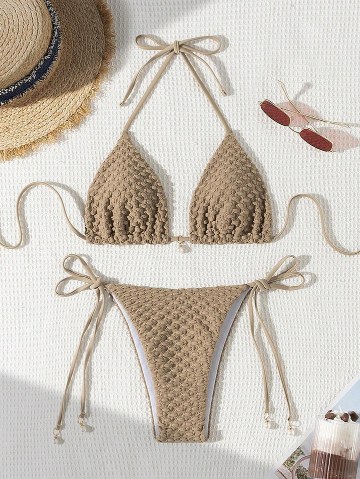 Damer Triangle-bikini med struktureret design og justerbare stropper Skovae