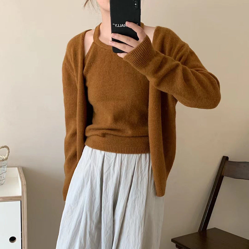 Kvinders fluffy strikket sweater med afslappet snit og åbne ærmer Stilla