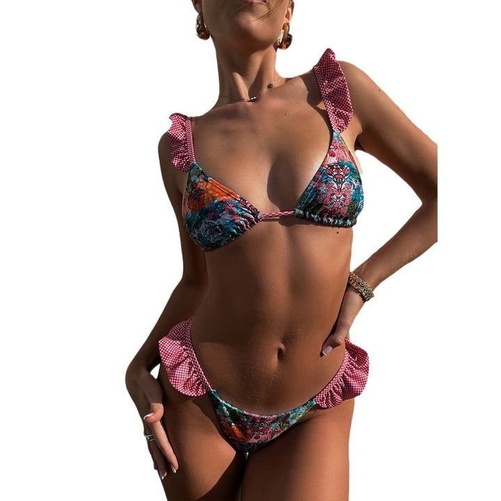 Dame Bikini-sæt med legende ruffle-design og blomster mønster Stilla