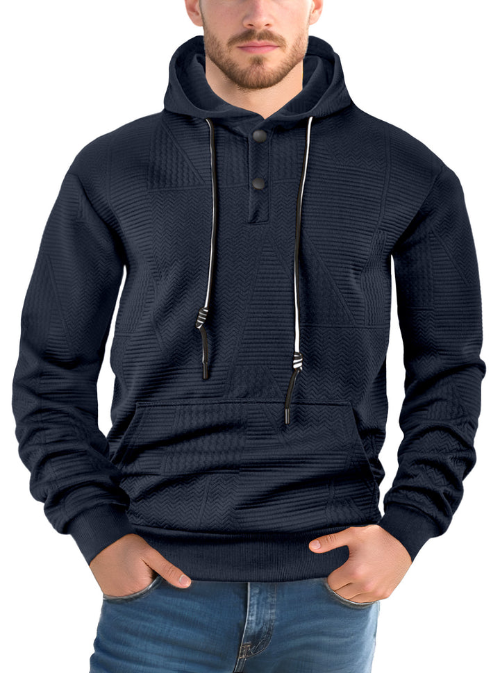 Herren nan struktureret hoodie med trykknaplukning og kængurulomme Skovae
