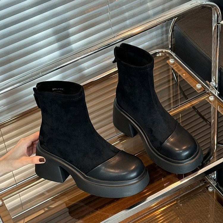 Dame Chunky Heel Syntetisk Støvler med Sideskzip Stilla