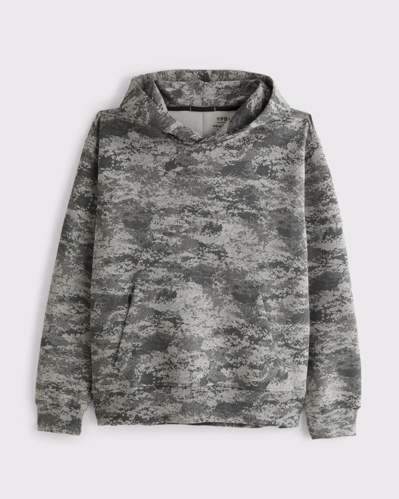 Unisex nan loose hoodie sweat med diskret blæremønster, dobbelt hætte uden snøre og kengurulomme Skovae