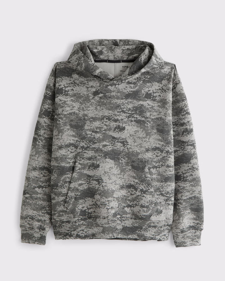 Unisex nan loose hoodie sweat med diskret blæremønster, dobbelt hætte uden snøre og kengurulomme Skovae