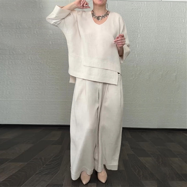 Dame Elegant og afslappet to-delt outfit lavet af høj kvalitet hør Stilla