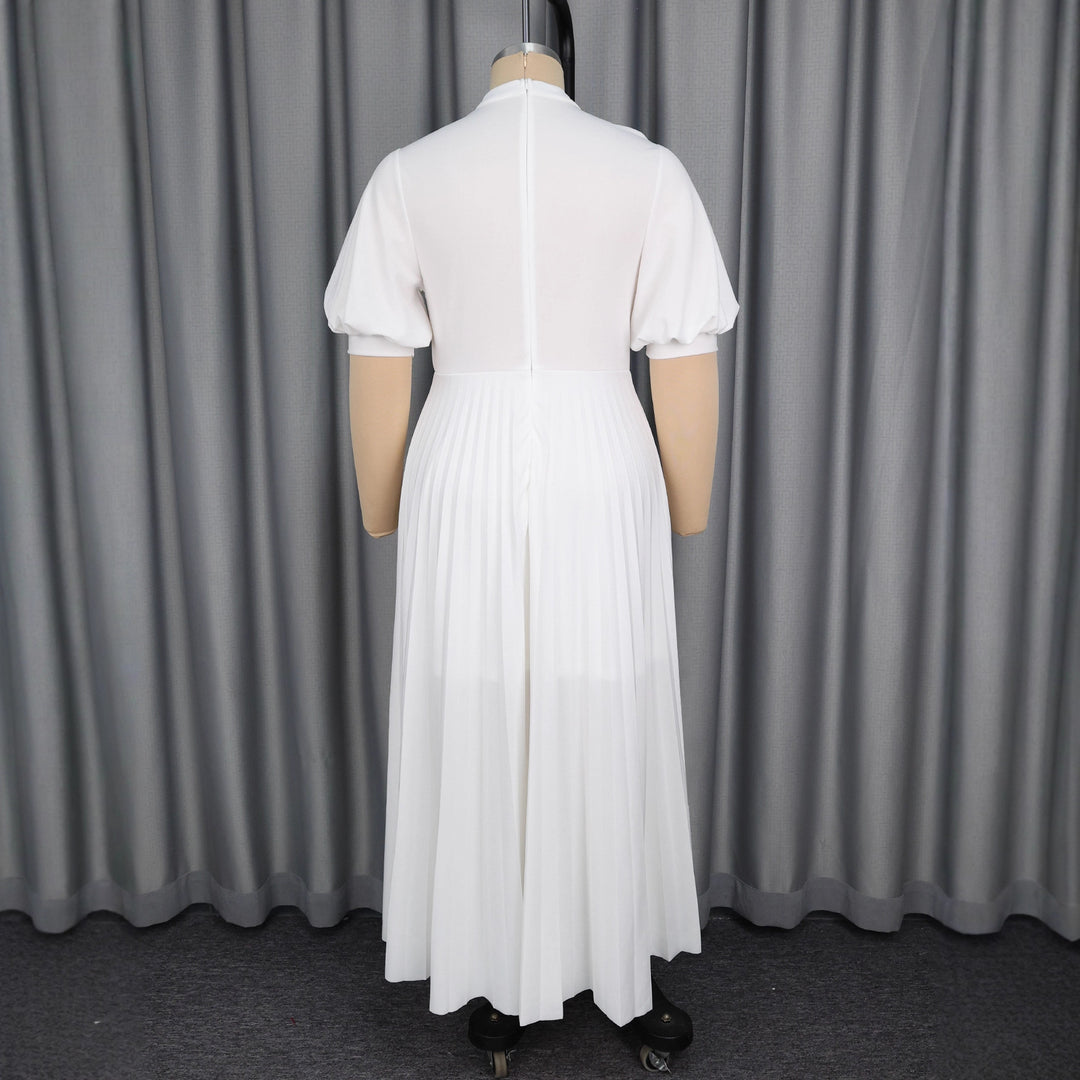 Dame elegant maxikjole med plisseret nederdel og modeshovedudskæring Skovae