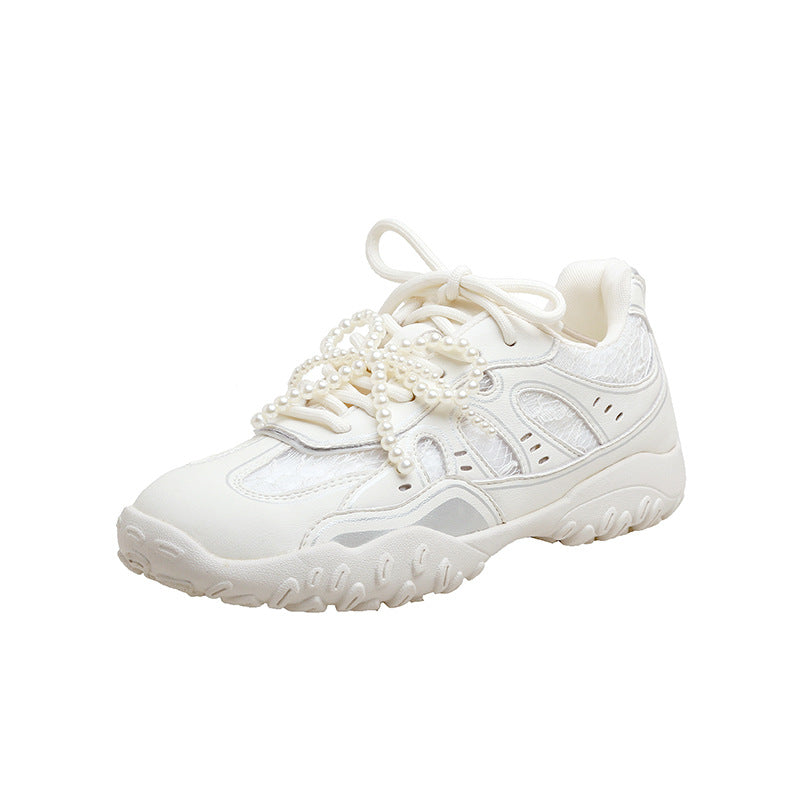 Damer mode sneakers med perlesnørering og reflekterende elementer Stilla