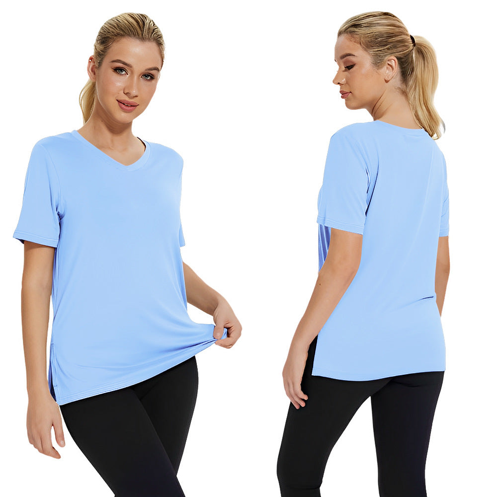 Dame Funktionelt V-Hals Sport T-shirt med åndbar teknologi Skovae