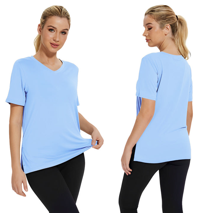Dame Funktionelt V-Hals Sport T-shirt med åndbar teknologi Skovae