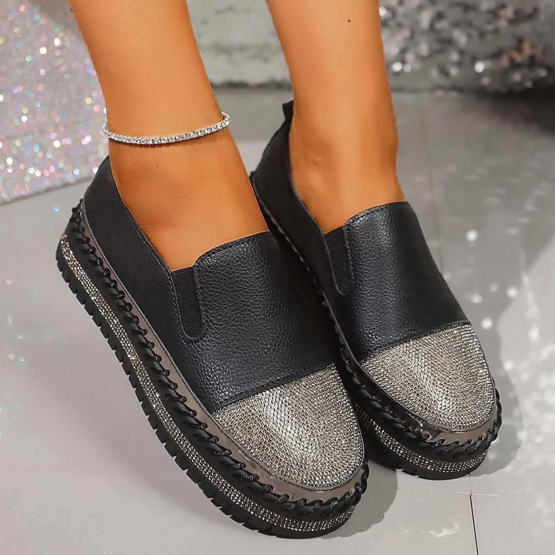 Dame Slip-On Sneakers med glitrende pyntesten og skridsikker sål Stilla