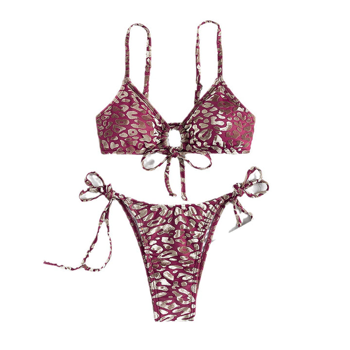 Dame Triangel-Bikini med justerbare bindebånd og subtile dyremotiver Skovae