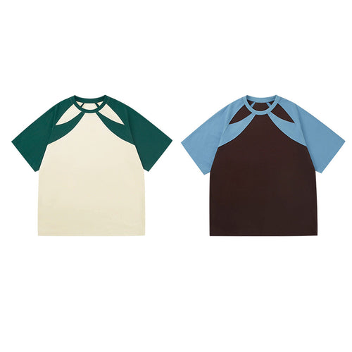 Dame farveblokeret afslappet T-shirt med unikt cut-out-design Stilla
