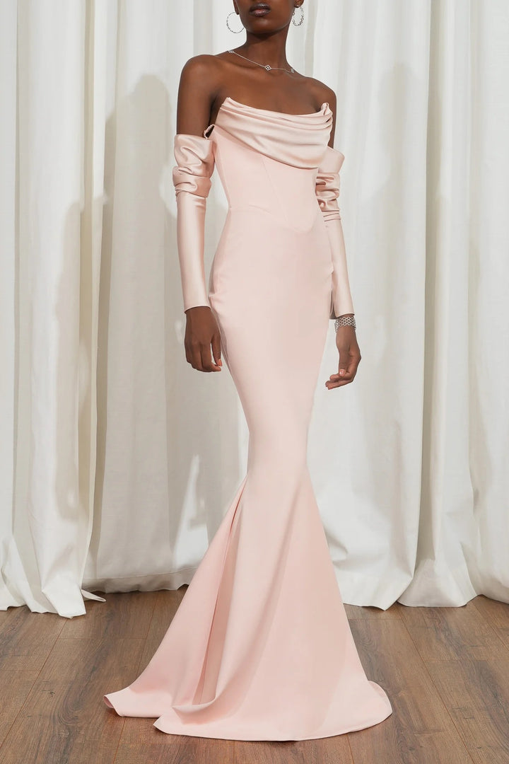 Dame Elegant Havfrue-Kjole med off-shoulder Design og lange ærmer Skovae