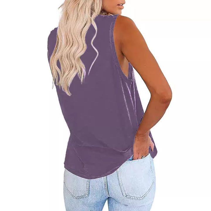 Dame afslappet V-hals tanktop med lomme Stilla