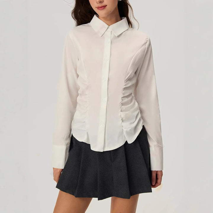 Damer elegant bluse med flæse detaljer Stilla
