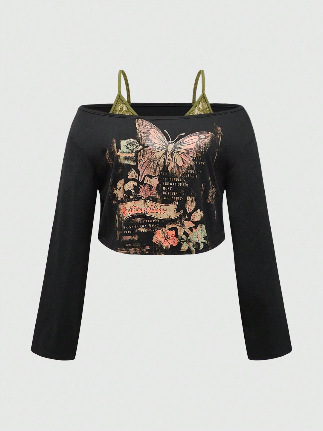 Dame cropped top med kreativ grafiktryk og afslappet snit Stilla