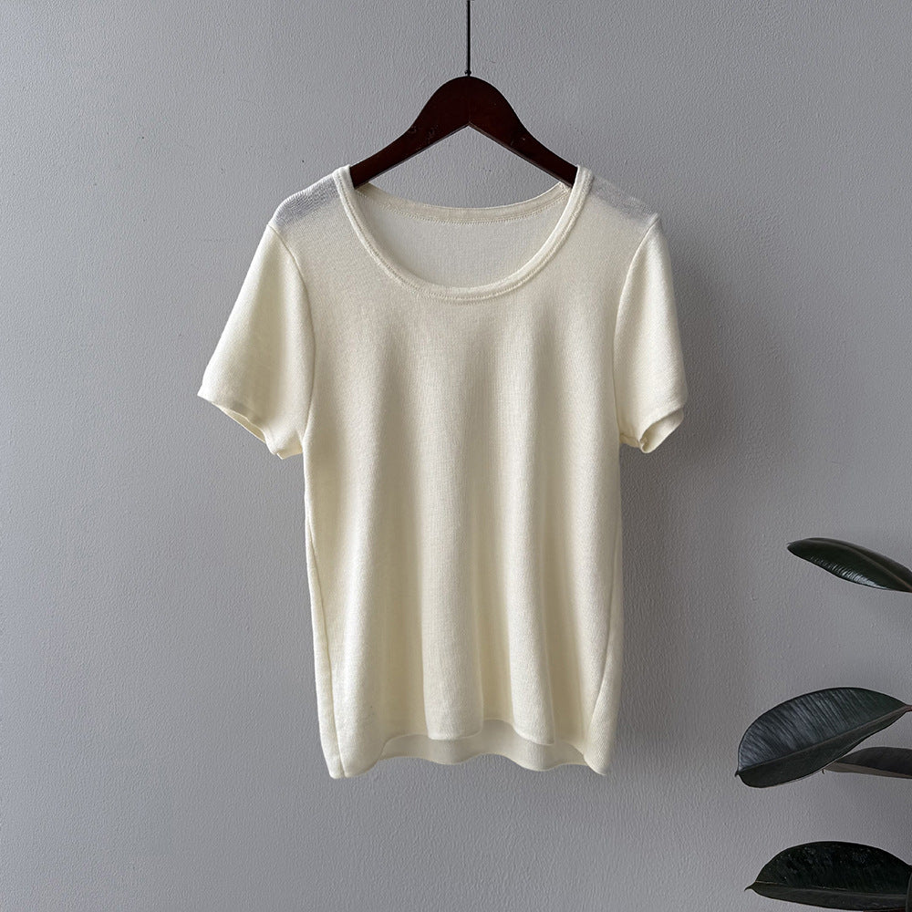 Dame simpel rund halsudskæring T-shirt i blødt materiale Stilla