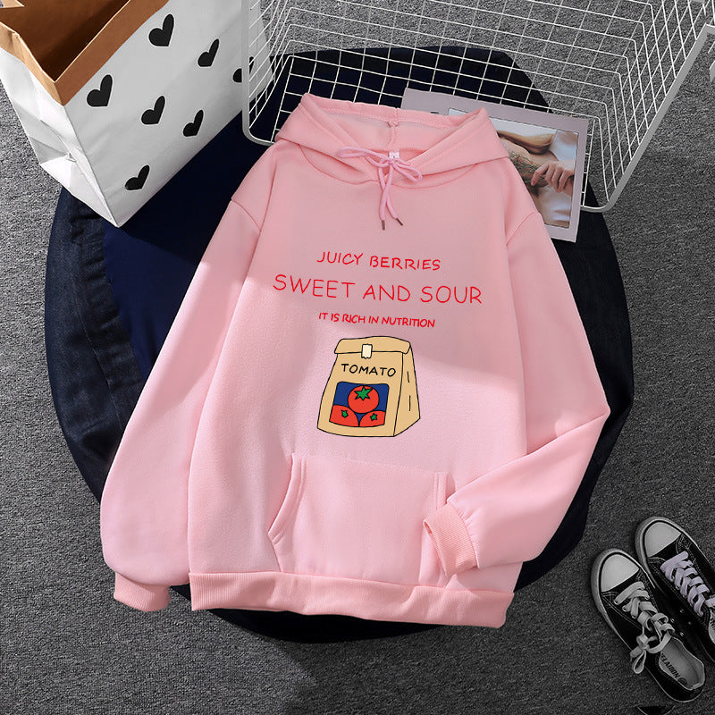 Kvindernes hoodie med unikt vitaminrigt print Stilla