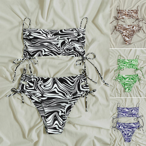 Dame Bandeau-bikini sæt med stilfuldt flæse-design Skovae