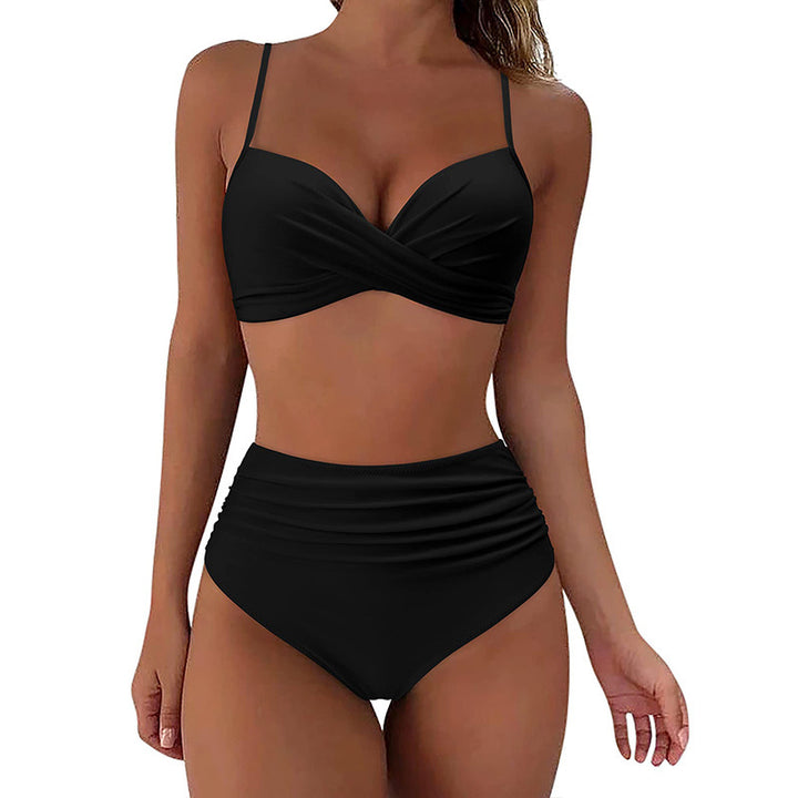 Damer Højtaljet Bikini-sæt med Draperinger Skovae