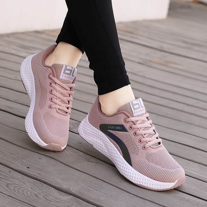 Dame nan sømløs strik-sneaker med elastisk indgang, vaffel-mellemsål og anatomisk komfortfodbund Skovae