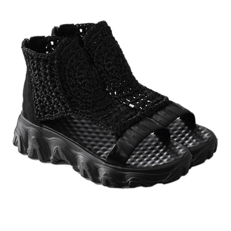 Dame mode strand sandaler med innovativ kile ramme og luftig strik overflade Stilla