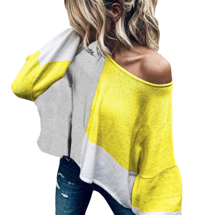 Damerne mode oversized sweater med unik snit og kontrasterende farveblokke Stilla