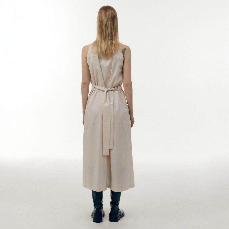 Dame Elegant Maxi Kjole med Bindesign og Knapliste Stilla