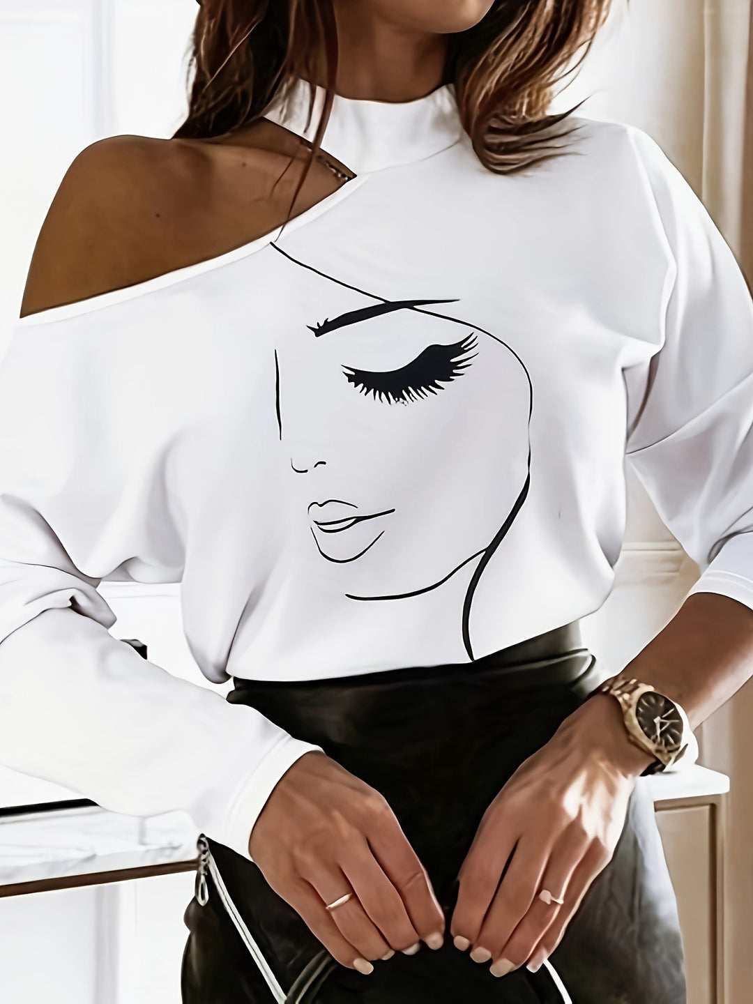 Damer Off-Shoulder Sweatshirt med stilfuld damemotiv Stilla