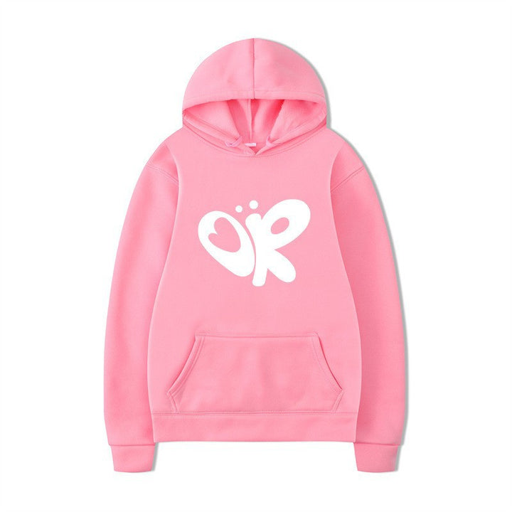 Dame hoodie med stort print og praktisk kænguru lomme Skovae