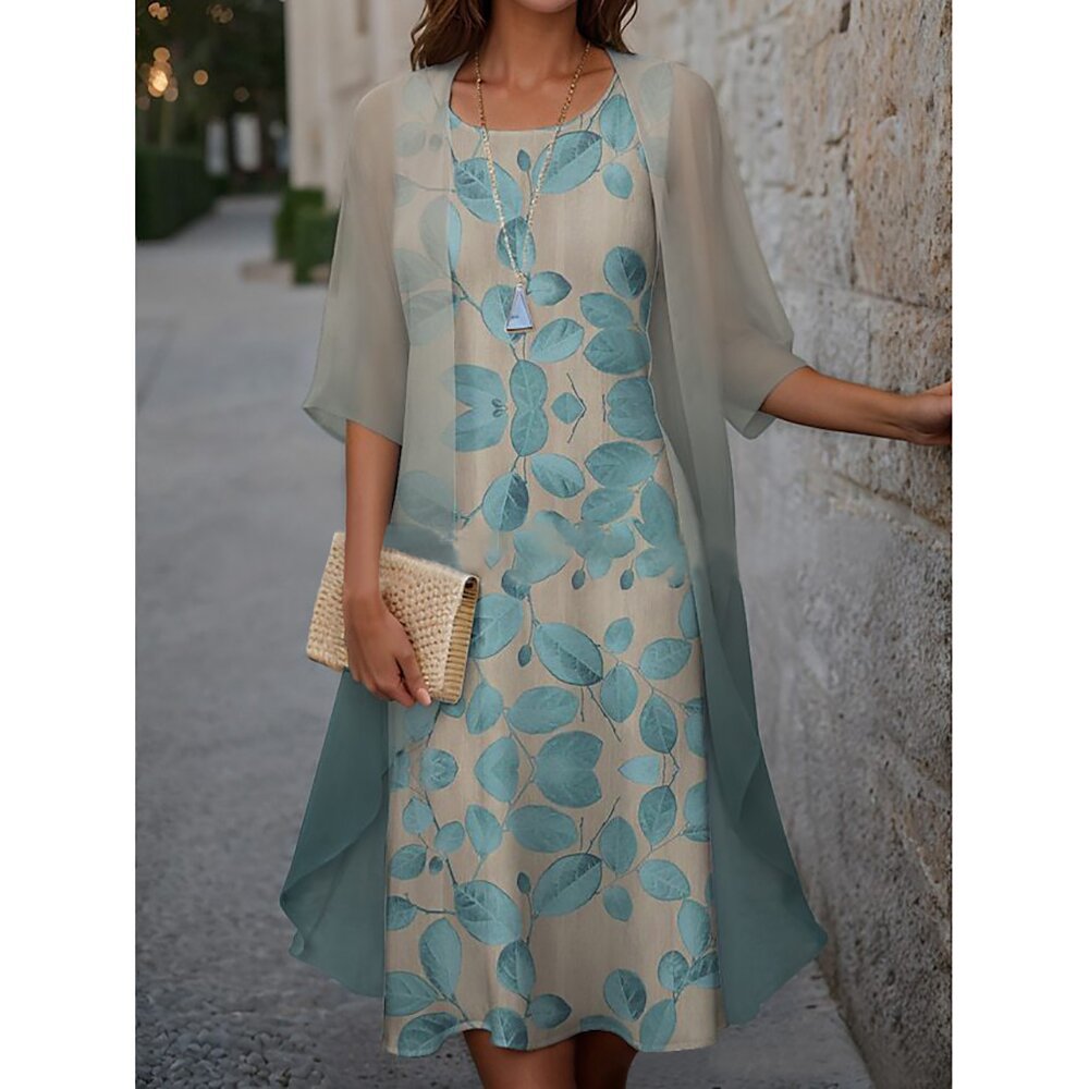 Dame elegant maxikjole med gennemsigtig chiffonoverdel og blomsterprint Stilla