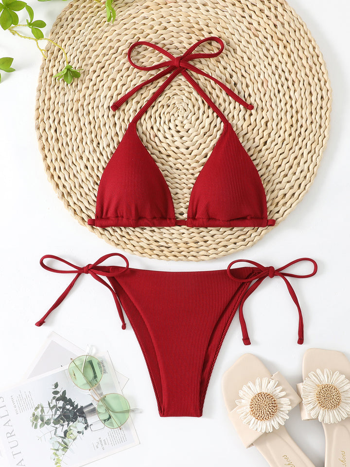 Dame Triangel-Bikini med justerbare sløjfer Skovae