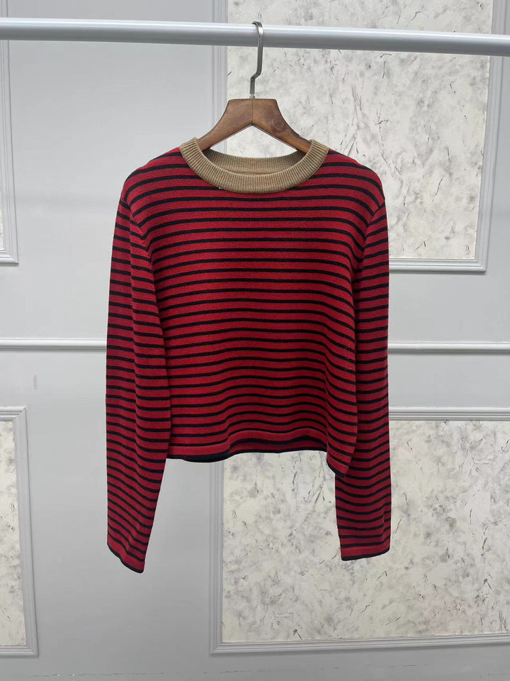 Dame Stribet Pullover med elegant Rundhalsudskæring og høj pasform Stilla