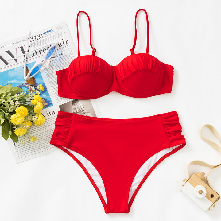Dame Push-Up-Bikini med rynkedetaljer Skovae