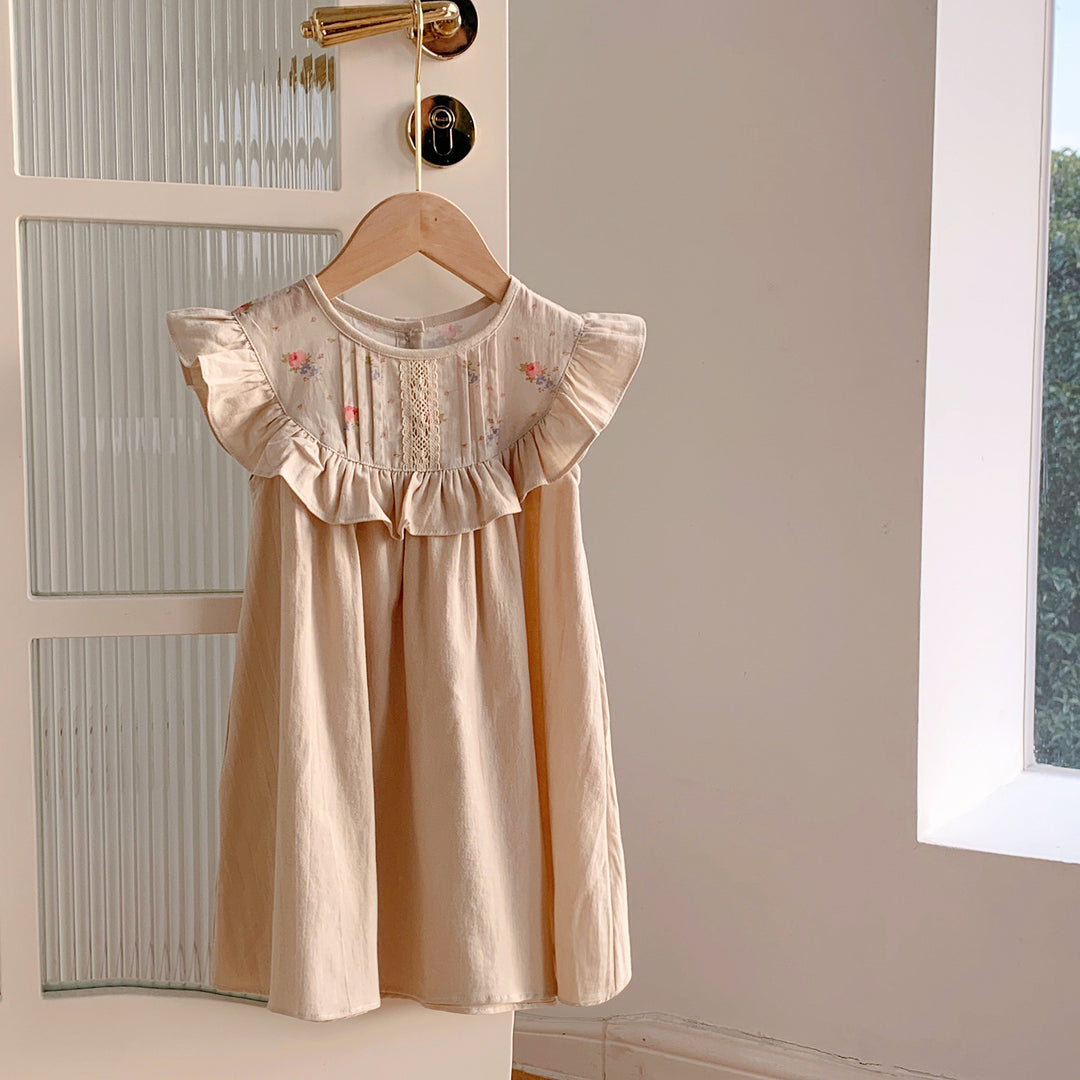 Pige Floral Broderet Kjole Stilla