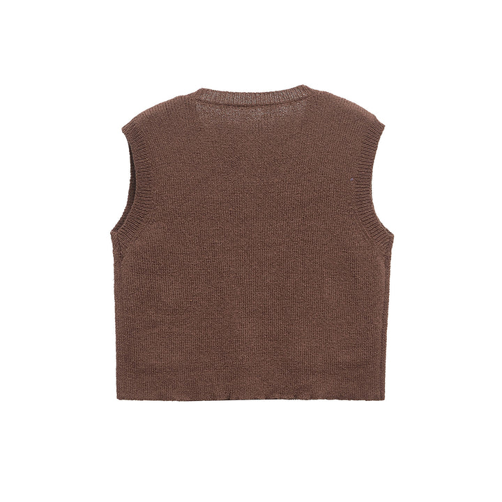 Femme Strikknap-Cardigan uden ærmer Vest Stilla