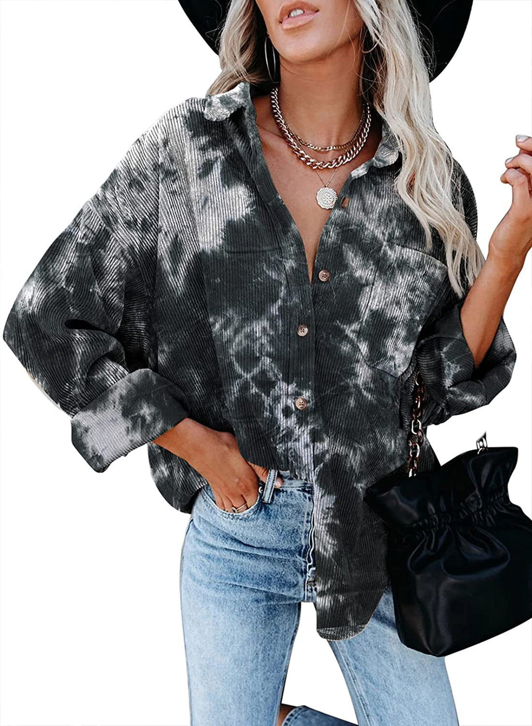 Dame Oversized Kordskjorte Stilla