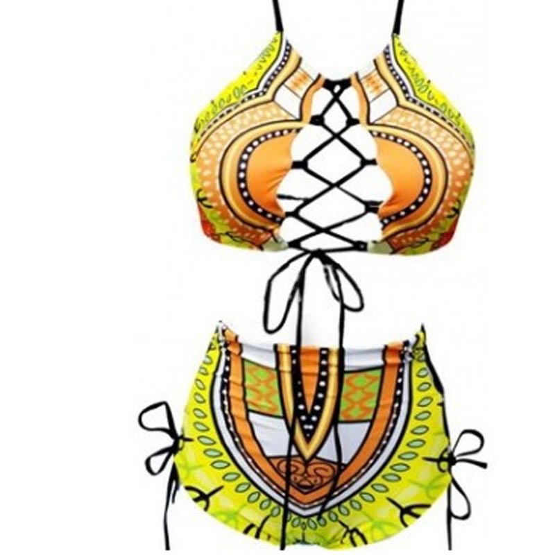 Dame Højskåret Bikini med legende snøre design Skovae