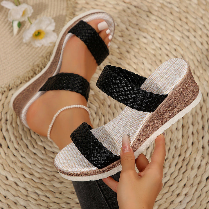 Dame Wedge-sandaler med flettede remme og komfortabelt fodbund Stilla