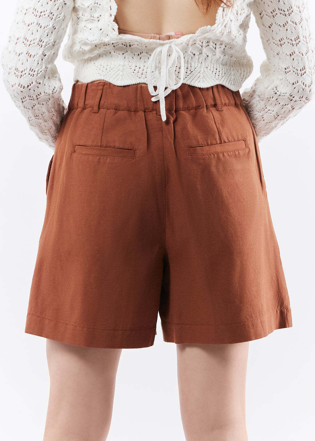 Dame Lettere Linned-Shorts med elastisk bælt samt praktiske lommer Stilla