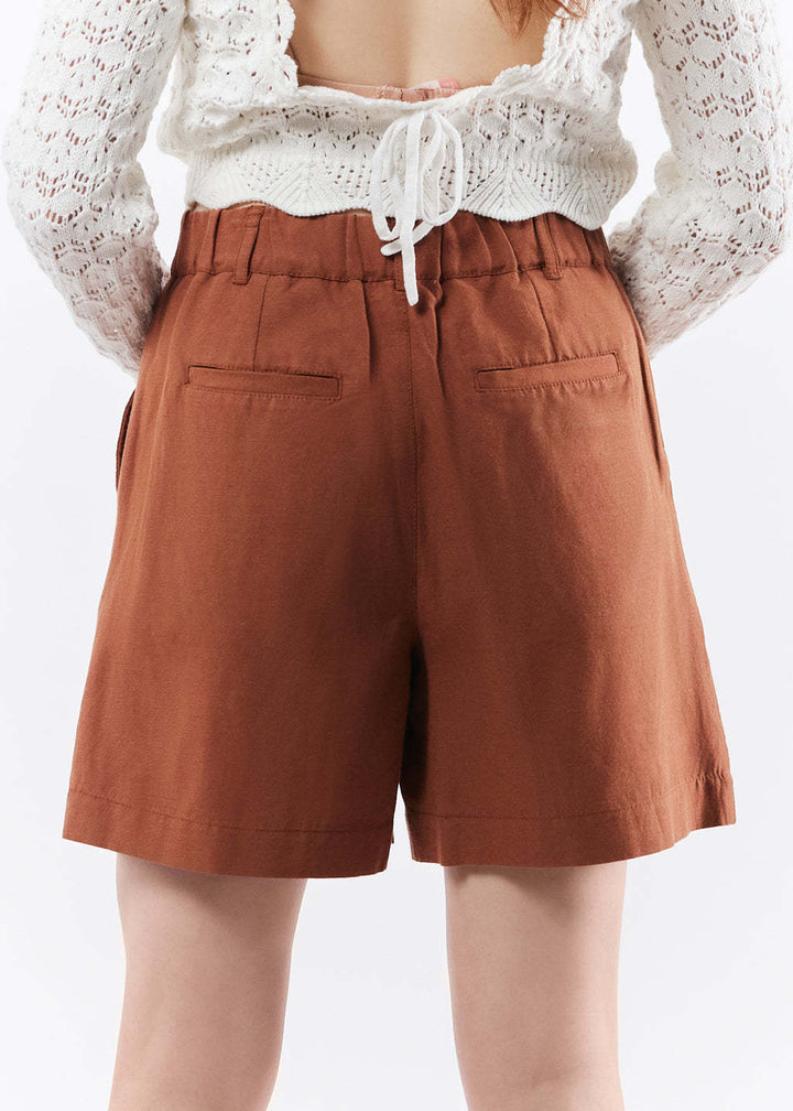 Dame Lettere Linned-Shorts med elastisk bælt samt praktiske lommer Stilla