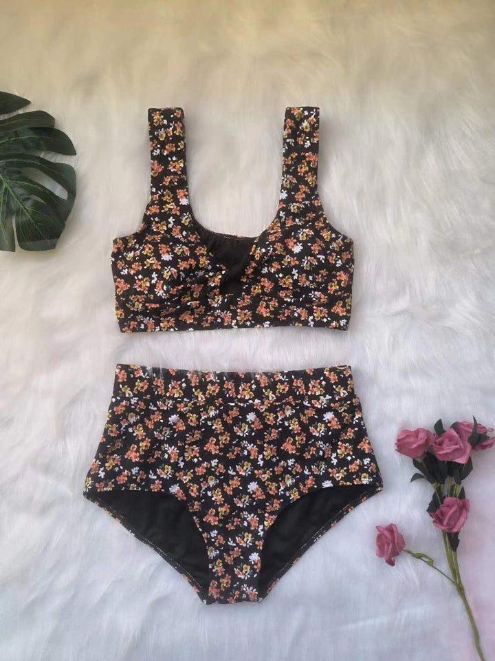 Dame Højskåret Bikini-Sæt med Blomsterprint Skovae